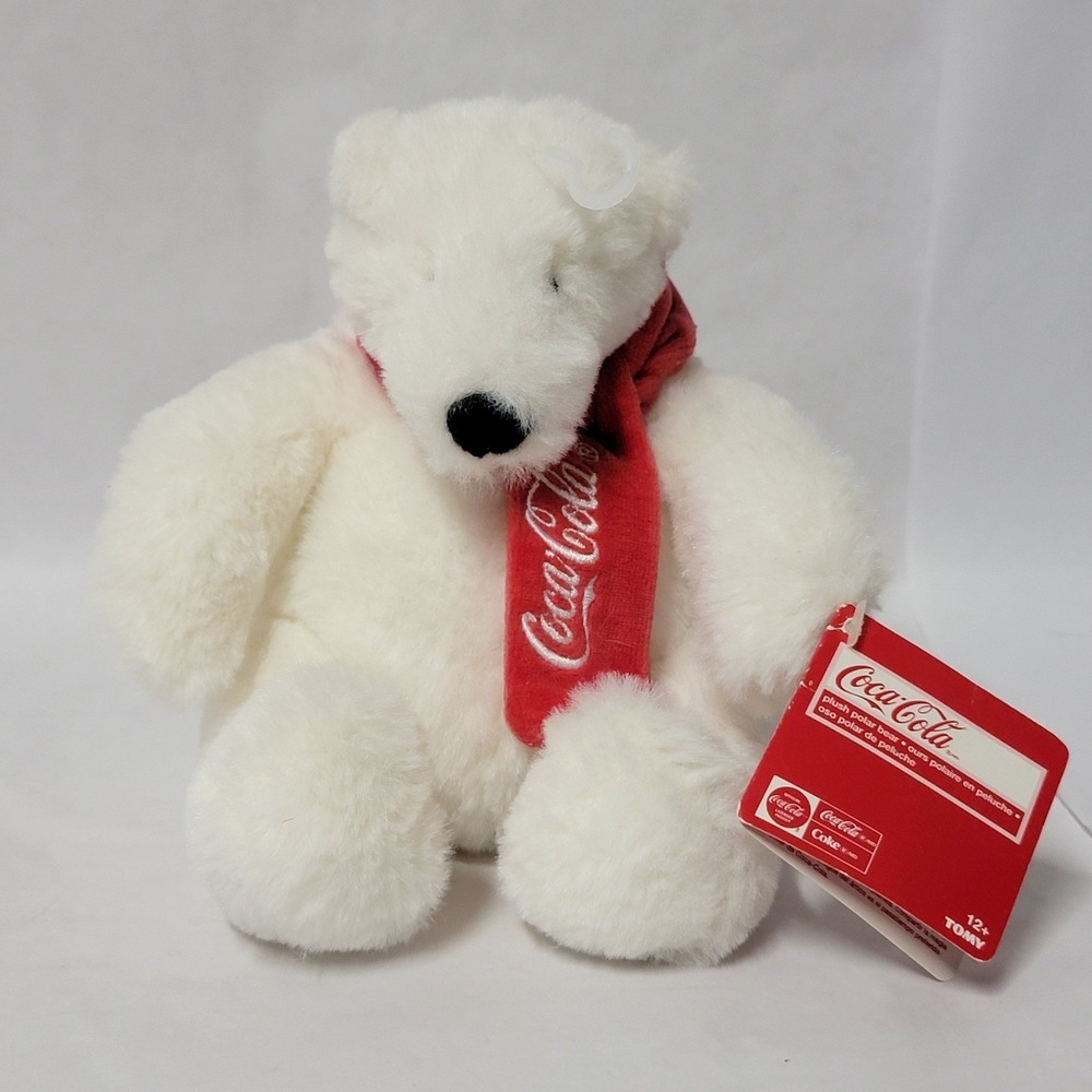 2007 Coca Cola Polar Bear Plush Red Scarf Stuffed Animal Toy New With Tags